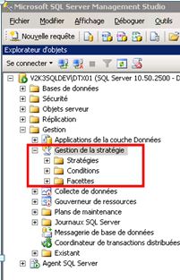 Les strategies MS SQL Server dans SSMS