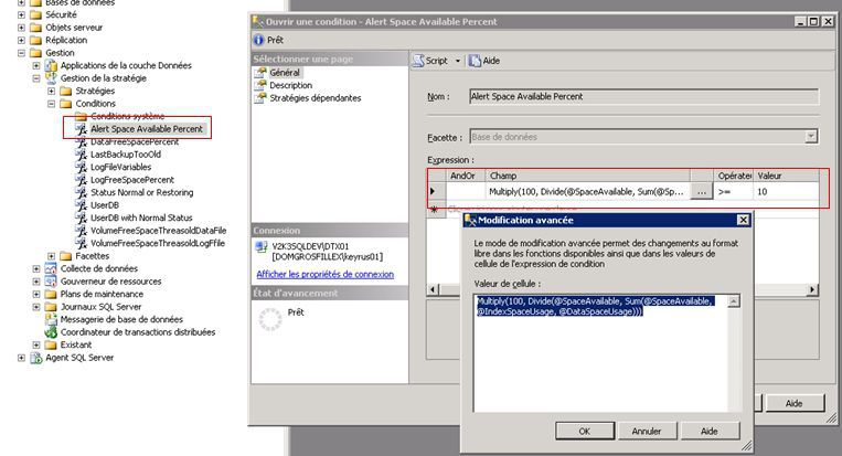 Une condition dans SSMS