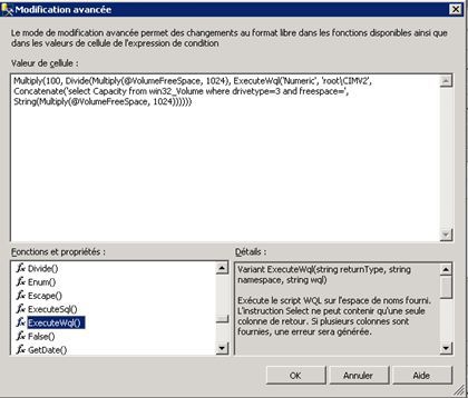 Une condition utilisant une requête WQL (Windows powershell Query Language)