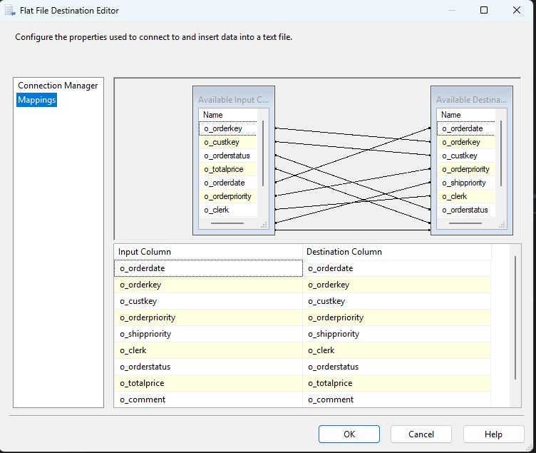 SSIS flat file destination